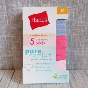 Hanes Girls' Pure Comfort Microfiber Tagless Briefs, 5-Pack